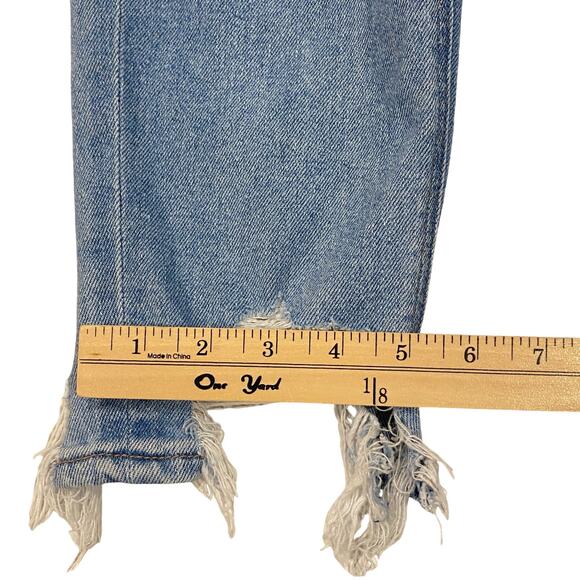 American Eagle Jeans Womens 2 Blue Mom Jean Stretch Thrashed Destroyed Hipster - Picture 11 of 11